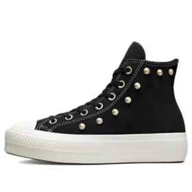 Baskets montantes Chuck Taylor All Star à semelle compensée en daim cloutées « Noir »