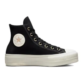 Baskets montantes Chuck Taylor All Star à semelle compensée en daim cloutées « Noir »