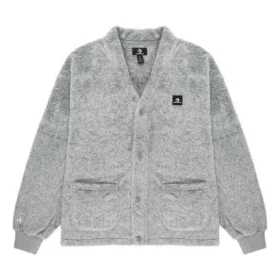 Cardigan en fourrure à poils longs, tailles asiatiques « Gris »