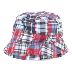 Chapeau de pêche réversible à patch en tartan « Blue »