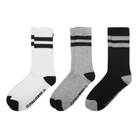 Chaussettes classiques à double rayure, lot de trois paires « Blanc Gris Noir »