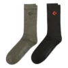 Chaussettes courtes à logo brodé, lot de deux paires « Noir Vert olive »