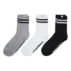 Chaussettes courtes Logo Stripes, trois paires « Noir Gris Blanc »