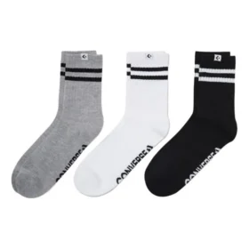 Chaussettes courtes Logo Stripes, trois paires « Noir Gris Blanc »
