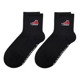 Chaussettes courtes à patch brodé, deux paires « Noir »