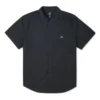 Chemise boutonnée en tissu uni, coupe asiatique « Noir »