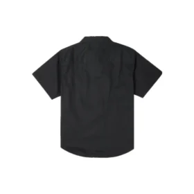 Chemise boutonnée en tissu uni, coupe asiatique « Noir »