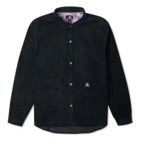 Chemise boutonnée en velours côtelé, tailles asiatiques « Noir » Chemise boutonnée en velours côtelé, tailles asiatiques « Noir »
