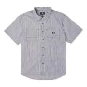 Chemise à boutons en tissu rayé style charpentier, tailles asiatiques « Gris » Chemise à boutons en tissu rayé style charpentier, tailles asiatiques « Gris »