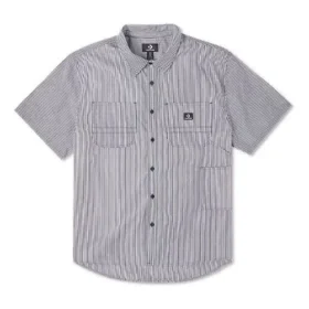 Chemise à boutons en tissu rayé style charpentier, tailles asiatiques « Gris » Chemise à boutons en tissu rayé style charpentier, tailles asiatiques « Gris »