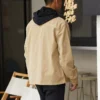 Chemise de travail en toile délavée à fermeture éclair intégrale, tailles asiatiques « Nomad Khaki »