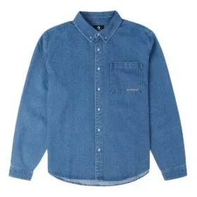 Chemise en denim à manches longues Oxford, tailles asiatiques « Indigo Blue » Chemise en denim à manches longues Oxford, tailles asiatiques « Indigo Blue »