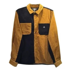 Chemise en velours côtelé à blocs de couleur, tailles asiatiques « Brown Black » Chemise en velours côtelé à blocs de couleur, tailles asiatiques « Brown Black »