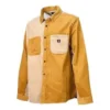 Chemise en velours côtelé à blocs de couleur, tailles asiatiques « Brown Tan »