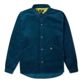 Chemise en velours côtelé à boutons, tailles asiatiques « Bleu »