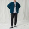 Chemise en velours côtelé à boutons, tailles asiatiques « Bleu »