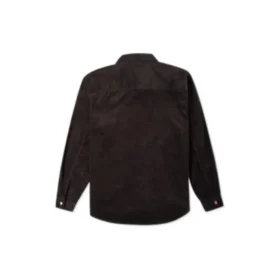 Chemise en velours côtelé à boutons, tailles asiatiques « Marron foncé »