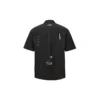 Chemise à manches courtes et poches, tailles asiatiques « Noir »