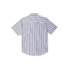 Chemise à manches courtes rayée boutonnée – Tailles asiatiques « Bleu »