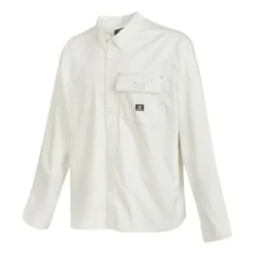 Chemise à manches longues boutonnée en tissu tissé, tailles asiatiques « Blanc » Chemise à manches longues boutonnée en tissu tissé, tailles asiatiques « Blanc »