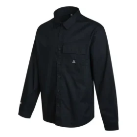 Chemise à manches longues boutonnée en tissu tissé, tailles asiatiques « Noir » Chemise à manches longues boutonnée en tissu tissé, tailles asiatiques « Noir »
