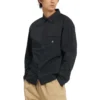 Chemise à manches longues boutonnée en tissu tissé, tailles asiatiques « Noir »