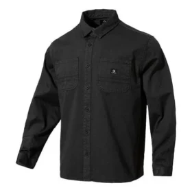 Chemise à manches longues en sergé boutonnée – Tailles asiatiques « Noir » Chemise à manches longues en sergé boutonnée – Tailles asiatiques « Noir »