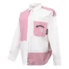Chemise à manches longues à petits motifs floraux et logo coloré, blanc et rose