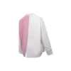 Chemise à manches longues à petits motifs floraux et logo coloré, blanc et rose