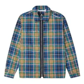Chemise utilitaire à imprimé intégral et fermeture éclair sur le devant, tailles asiatiques « Bleu »