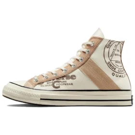 Chuck 70 à empiècements en cuir « Egret Champagne Tan »