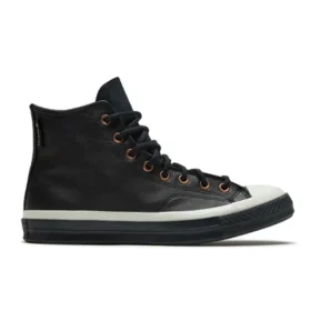 Chuck 70 HI « Cuir noir et blanc »