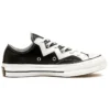 Chuck Mission-V Low Top des années 1970, rayures irrégulières blanches, « Noir et Blanc »