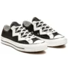 Chuck Mission-V Low Top des années 1970, rayures irrégulières blanches, « Noir et Blanc »