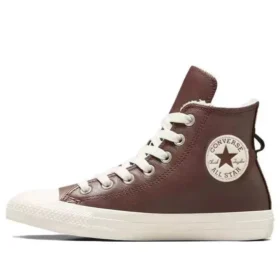 Chuck Taylor All Star en cuir avec doublure en fausse fourrure « Marron foncé »