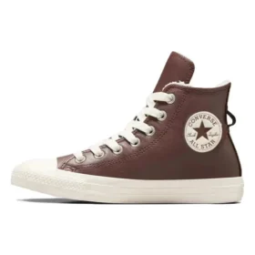 Chuck Taylor All Star en cuir avec doublure en fausse fourrure « Marron foncé »