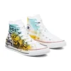 Chuck Taylor All Star High en toile peinte à la main « Blanc Jaune Bleu »
