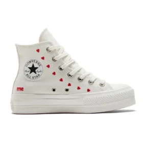Chuck Taylor All Star Lift Platform High « Embroidered Hearts – White »