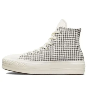 Chuck Taylor All Star Lift Platform High « Houndstooth Shine – Egret Pure Silver »