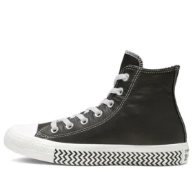 Chuck Taylor All Star Mission-V Cuir Montante Noir Blanc Semelle à motif ondulé « Black White »