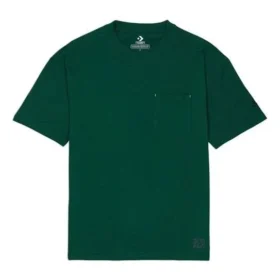 Converse Renew pour homme, couleur unie, coupe ample, poche, manches courtes, vert