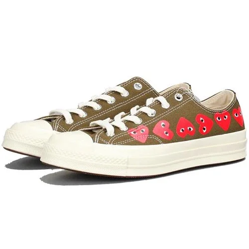 Converse x COMME des GARCONS PLAY Chuck 70 Low Multi Heart « Khaki » Converse x COMME des GARCONS PLAY Chuck 70 Low Multi Heart « Khaki »