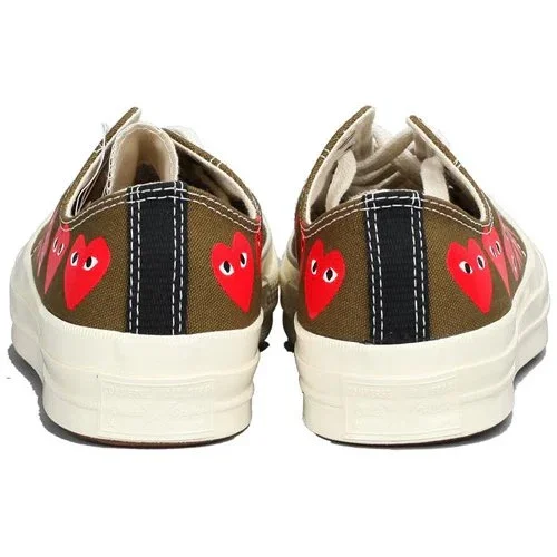 Converse x COMME des GARCONS PLAY Chuck 70 Low Multi Heart « Khaki » Converse x COMME des GARCONS PLAY Chuck 70 Low Multi Heart « Khaki »