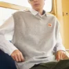 Gilet en tricot double sergé, tailles asiatiques « Gris »