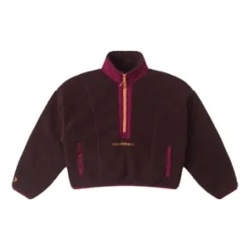 Haut à demi-zip en sherpa, tailles asiatiques « Eternal Earth Brown »