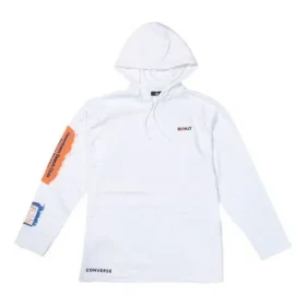 Homme Converse x Rokit Crossover Back Large Printing Logo à capuche et manches longues Blanc