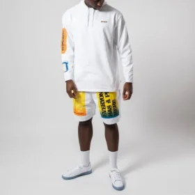 Homme Converse x Rokit Crossover Back Large Printing Logo à capuche et manches longues Blanc