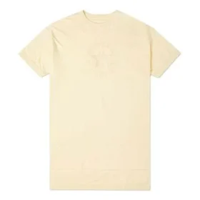 Logo brodé, coupe ample, style décontracté, longueur mi-longue, manches courtes, tailles asiatiques « Jaune clair »