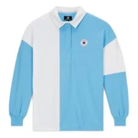 Maillot de rugby rétro, tailles asiatiques « Bleu clair et blanc »