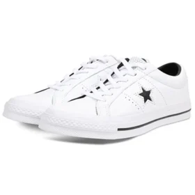 One Star en cuir perforé, basse « Blanc Noir »